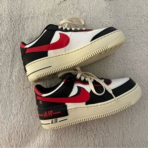 Nike Air Force 1 Shadow black white and red never worn size 7.5
